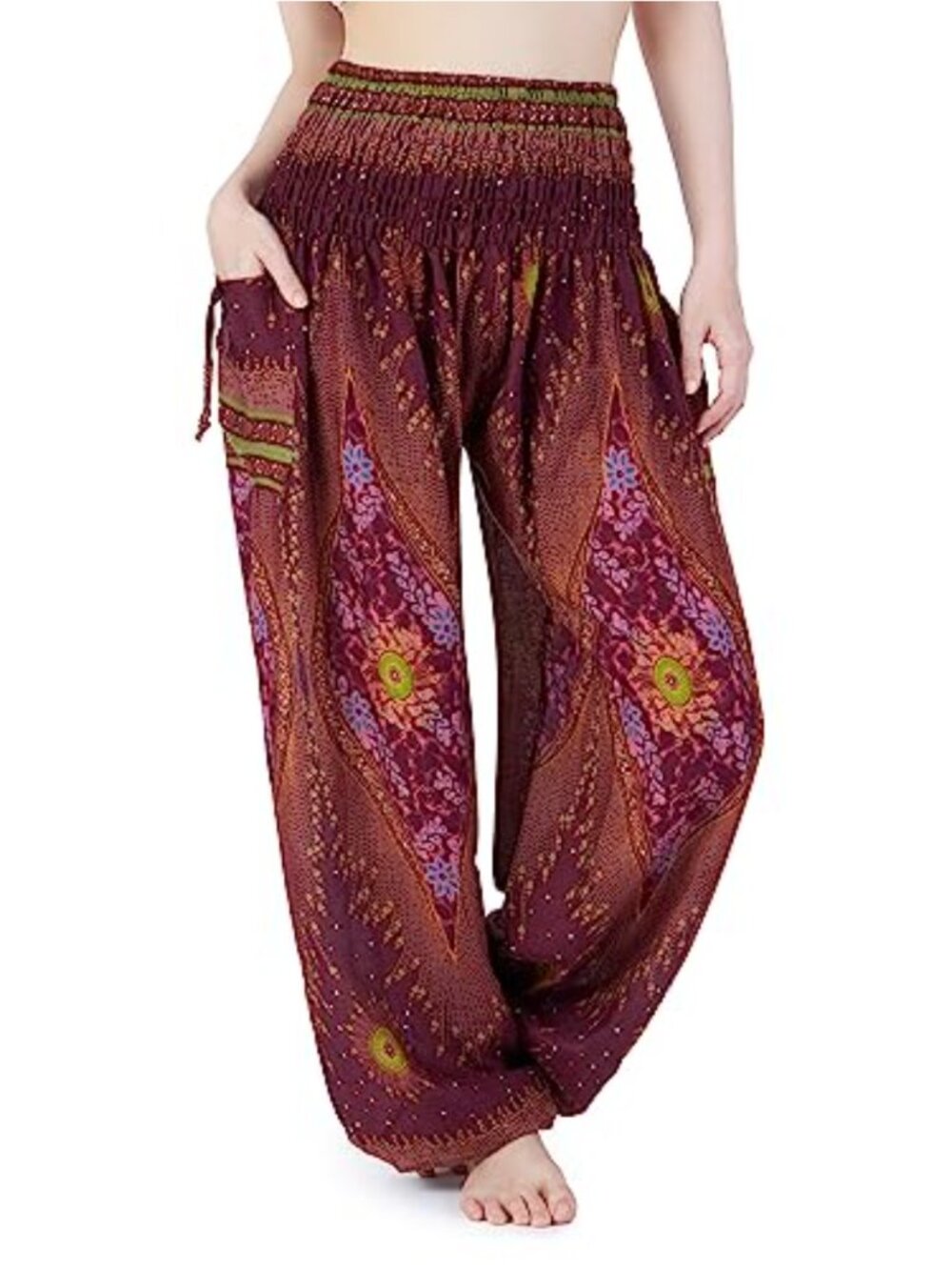 Harem Pants Women Boho Hippie Yoga Lounge Travel Joggers Two Pockets